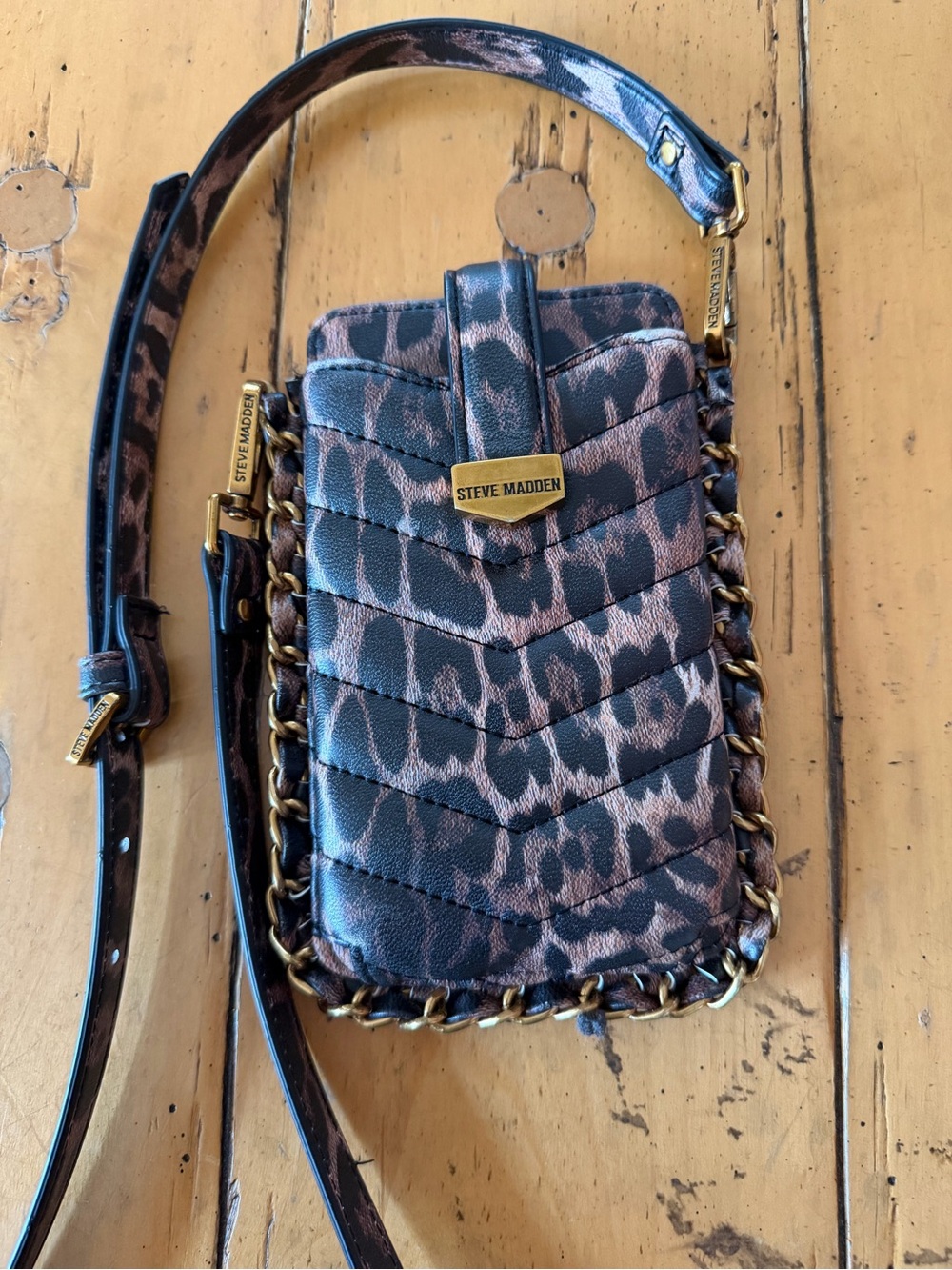 Steve Madden Leopard-Print Crossbody Phone Pouch and Wallet - Brown & Black